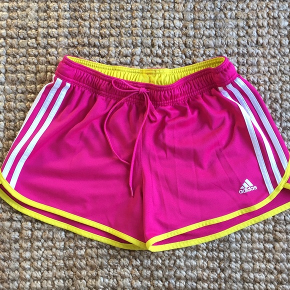 adidas Pants - Adidas Pink and Yellow Women’s Shorts Size Small.
